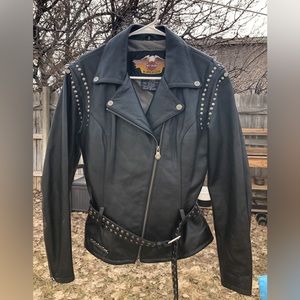 Harley Davidson Leather jacket with belt and studs